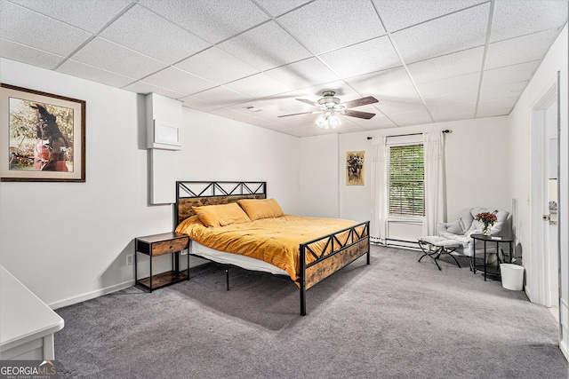 60 Bartlett Way, Dallas, GA 30157 - carpeted bedroom with a drop ceiling, ceiling fan, and baseboards