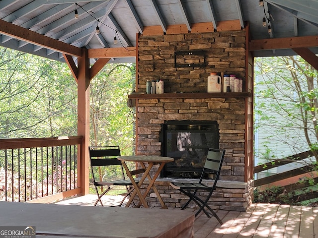 60 Bartlett Way, Dallas, GA 30157 - view of patio with an outdoor stone fireplace and a gazebo