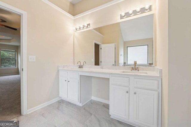 3892 Trillium Wood Trl, Snellville, GA 30039 - full bathroom with double vanity and marble look tiles