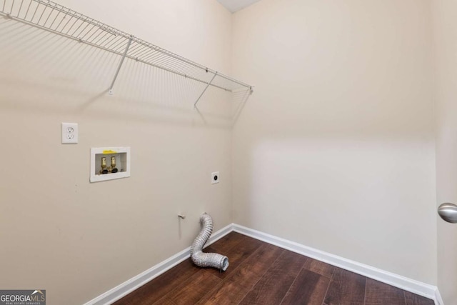 3892 Trillium Wood Trl, Snellville, GA 30039 - laundry room with electric dryer hookup, dark wood-style floors, and washer hookup