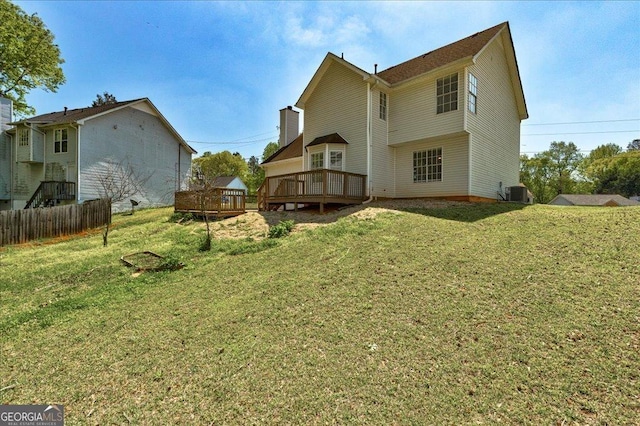 3612 River Mill Ct, Ellenwood, GA 30294 - back of house with cooling unit, a yard, fence, and a deck