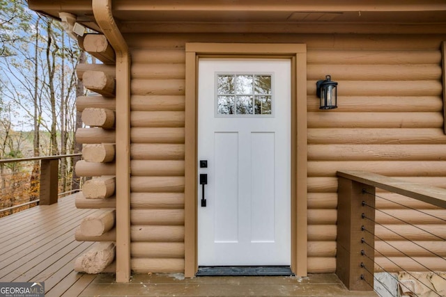 155 Indian Bend Dr, Lagrange, GA 30240 - doorway to property with log siding