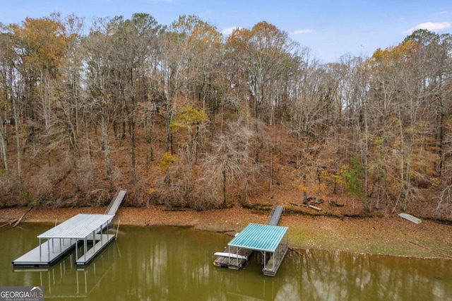 155 Indian Bend Dr, Lagrange, GA 30240 - dock area featuring a wooded view and a water view
