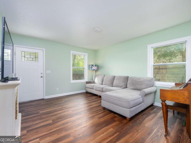 244 Sherwood Ln, Brunswick, GA 31525 - living room with dark wood-type flooring and healthy amount of natural light