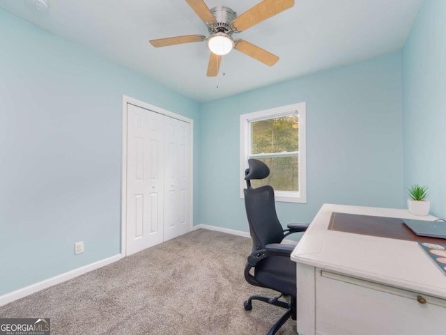 244 Sherwood Ln, Brunswick, GA 31525 - carpeted office space featuring baseboards and a ceiling fan