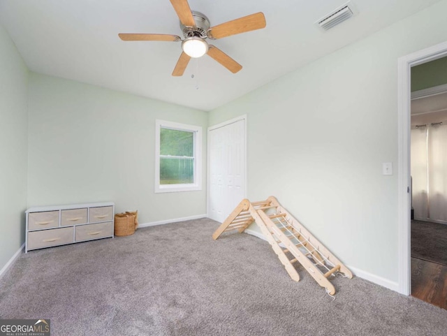 244 Sherwood Ln, Brunswick, GA 31525 - recreation room featuring carpet and a ceiling fan