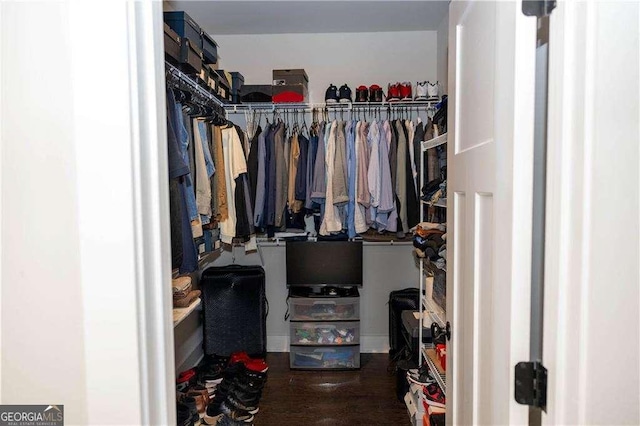 spacious closet with wood finished floors
