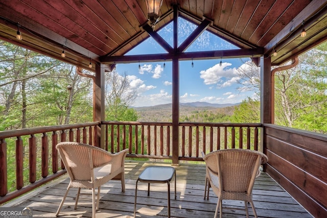 425 Rhonda Ln, Mineral Bluff, GA 30559 - wooden terrace featuring a mountain view