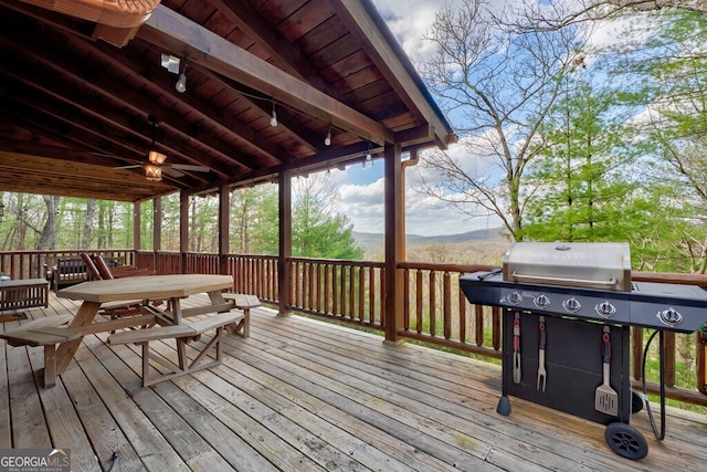 425 Rhonda Ln, Mineral Bluff, GA 30559 - wooden terrace featuring grilling area and outdoor dining space