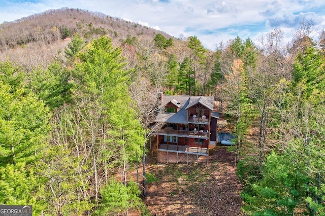 425 Rhonda Ln, Mineral Bluff, GA 30559 - view from above of property with a mountain backdrop and a forest