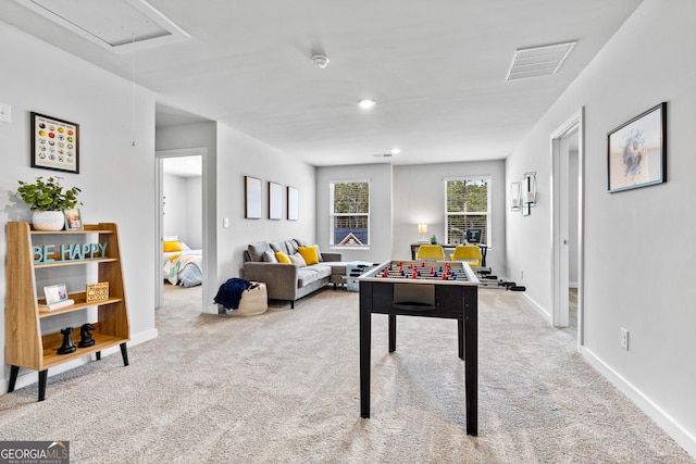219 Rusty Plow Ln Unit 69, Perry, GA 31069 - rec room featuring attic access, baseboards, visible vents, and carpet floors