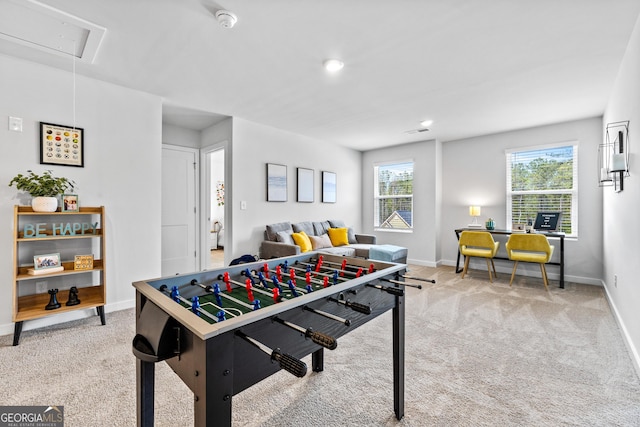 219 Rusty Plow Ln Unit 69, Perry, GA 31069 - game room featuring visible vents, baseboards, carpet, recessed lighting, and attic access