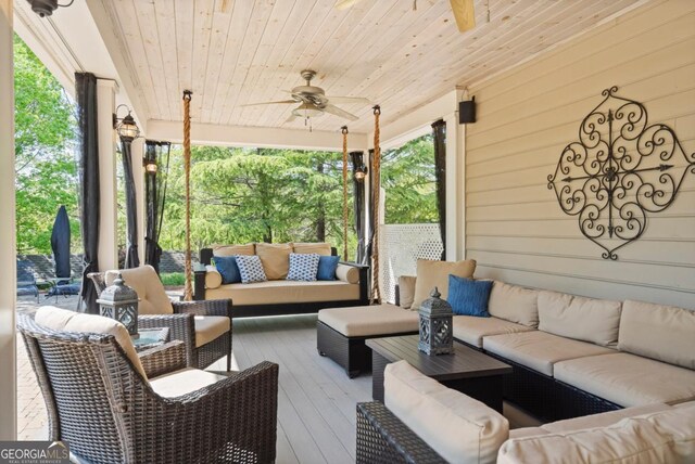 view of patio / terrace featuring outdoor lounge area and a ceiling fan