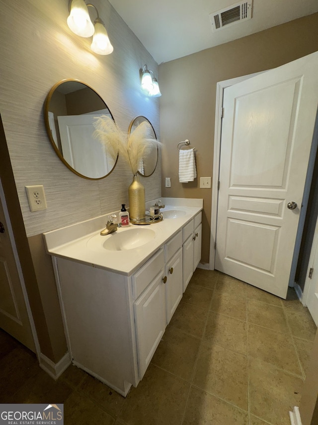 3627 Mcclaren Way, Lawrenceville, GA 30044 - full bath with double vanity, a sink, tile patterned flooring, and visible vents