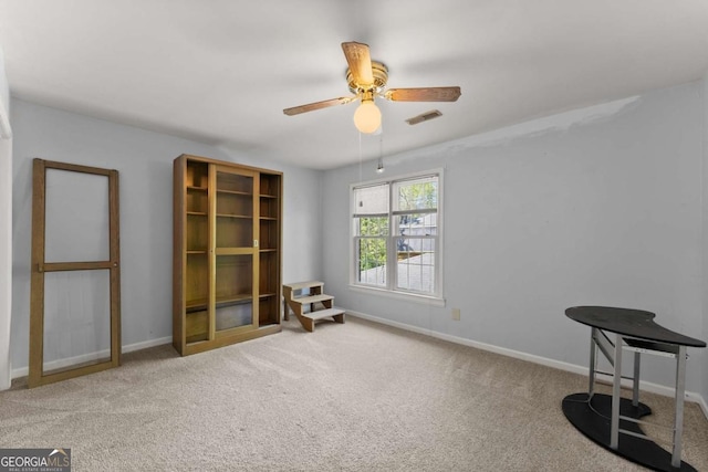 6500 Gaines Ferry Rd, Flowery Branch, GA 30542 - misc room featuring carpet flooring, visible vents, baseboards, and ceiling fan