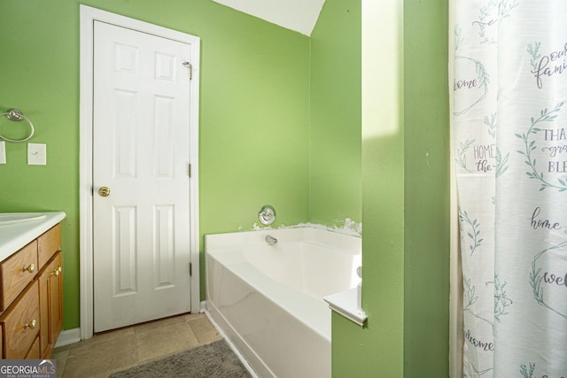 130 Manning Mill Rd NW, Adairsville, GA 30103 - full bathroom with vanity, a bath, baseboards, and tile patterned flooring