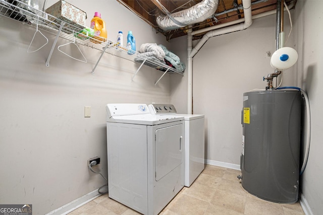 130 Manning Mill Rd NW, Adairsville, GA 30103 - clothes washing area with electric water heater, independent washer and dryer, and baseboards