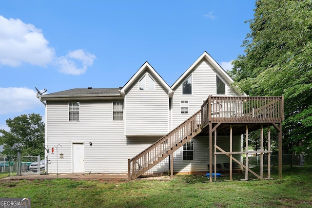130 Manning Mill Rd NW, Adairsville, GA 30103 - back of property featuring stairway and a wooden deck
