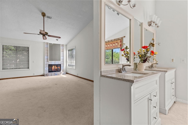890 Muirfield Rdg, Marietta, GA 30068 - bar with light colored carpet, a sink, a ceiling fan, and baseboards