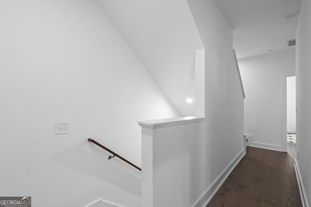 2614 Talley St, Decatur, GA 30030 - corridor featuring an upstairs landing, visible vents, wood finished floors, and baseboards