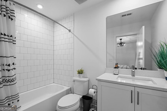 2614 Talley St, Decatur, GA 30030 - full bathroom with toilet, shower / bathtub combination with curtain, vanity, and visible vents