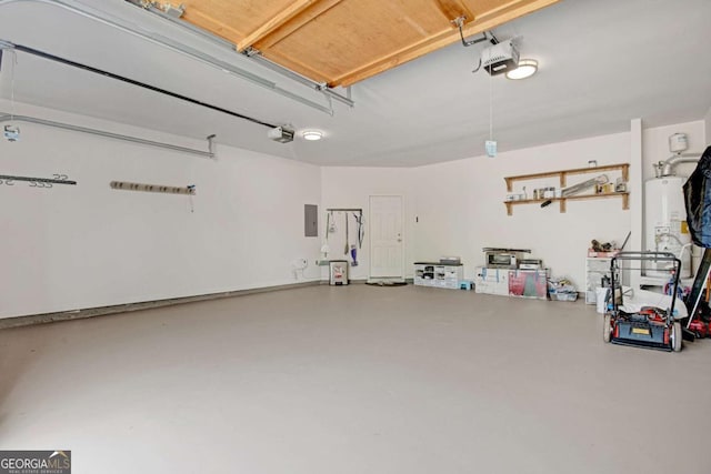 5177 Cabot Creek Dr, Buford, GA 30518 - garage with electric panel, a garage door opener, and gas water heater