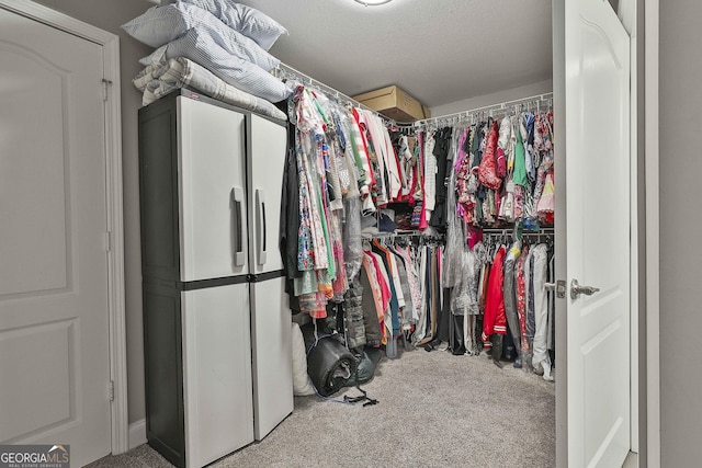 spacious closet with carpet flooring