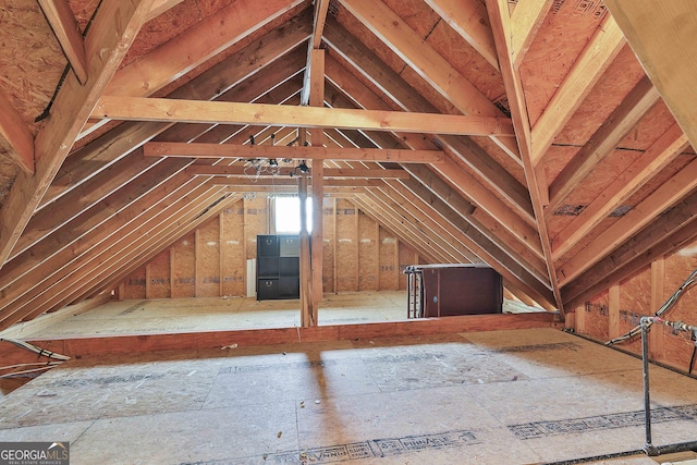 view of unfinished attic