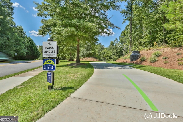 view of property's community featuring a yard