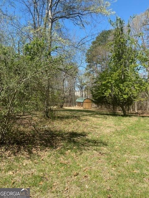 view of yard featuring an outdoor structure