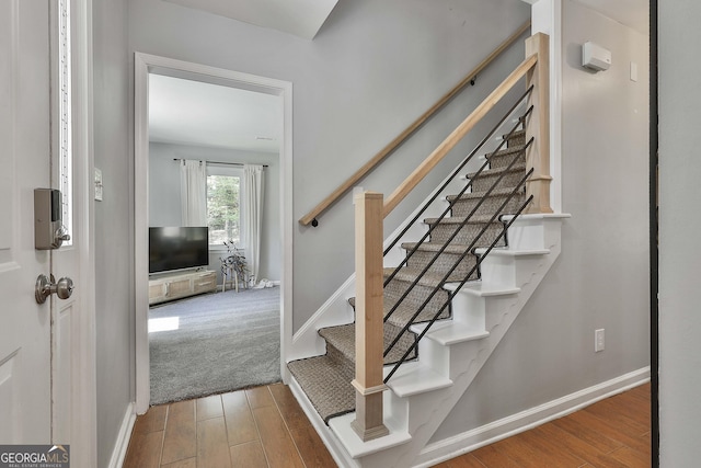 214 Windgate Ct, Peachtree City, GA 30269 - stairway with wood finished floors