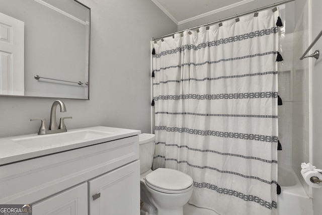 214 Windgate Ct, Peachtree City, GA 30269 - bathroom featuring crown molding and vanity