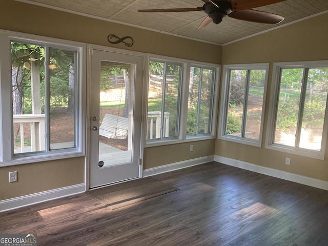 863 Fairwood Pointe NW, Acworth, GA 30101 - unfurnished sunroom featuring wood finished floors, baseboards, a deck, and ornamental molding