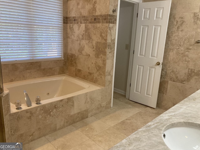 863 Fairwood Pointe NW, Acworth, GA 30101 - full bathroom featuring a jetted tub and double vanity
