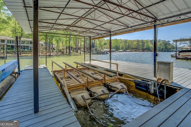 view of dock featuring a water view