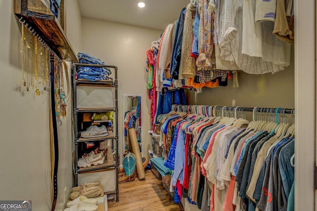 spacious closet with wood finished floors