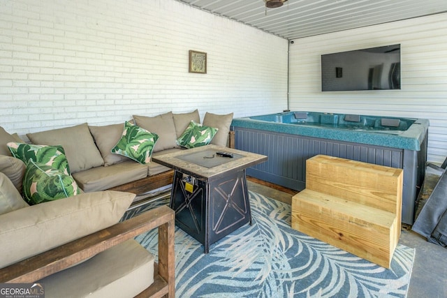 exterior space with a jacuzzi