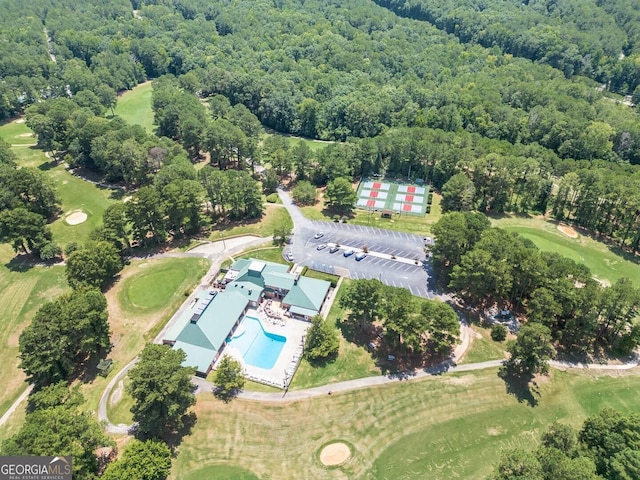 aerial view with a forest view