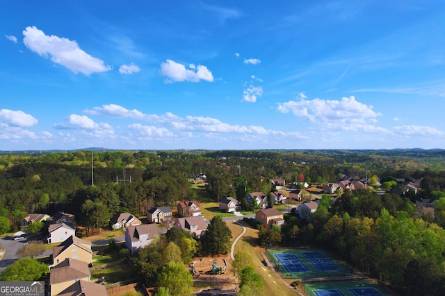 aerial view with a residential view and a forest view