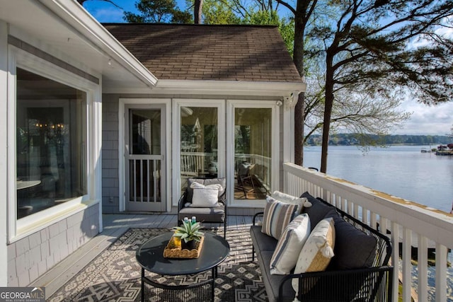 3711 Spinnaker Cir, Alpharetta, GA 30005 - deck featuring a water view and an outdoor living space