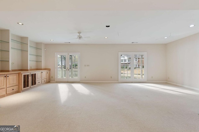 3711 Spinnaker Cir, Alpharetta, GA 30005 - unfurnished living room with french doors, healthy amount of natural light, recessed lighting, a ceiling fan, and baseboards