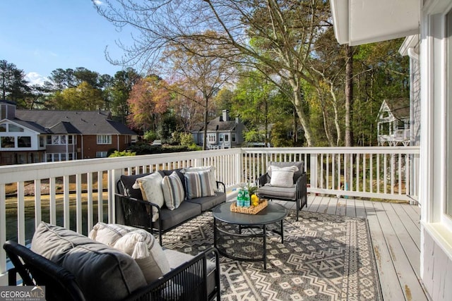 3711 Spinnaker Cir, Alpharetta, GA 30005 - wooden deck featuring an outdoor hangout area and a residential view