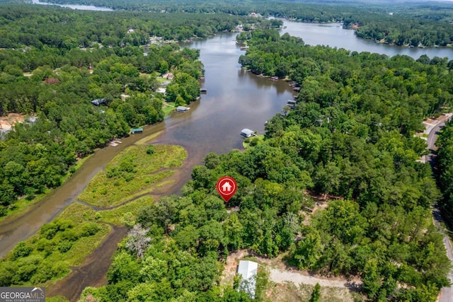188 Paramount Dr, Eatonton, GA 31024 - aerial view featuring a view of trees and a water view
