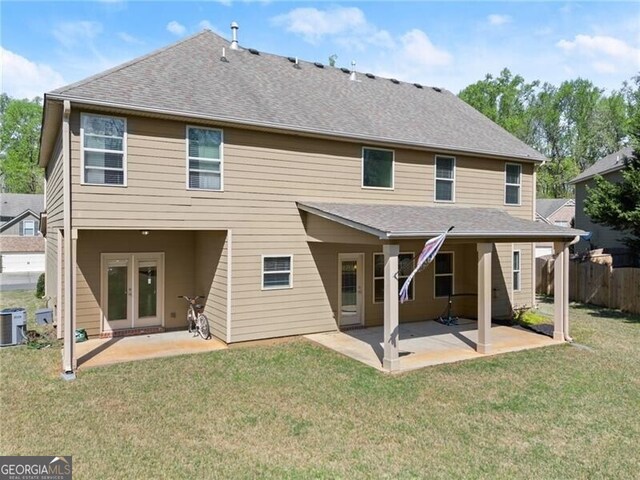 4735 Belcrest Way, Cumming, GA 30040 - back of house with a patio, french doors, fence, and a lawn