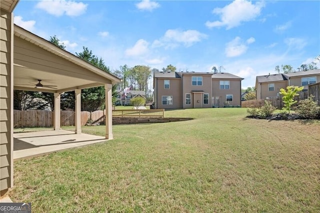 4735 Belcrest Way, Cumming, GA 30040 - view of yard with fence, a patio, and a ceiling fan