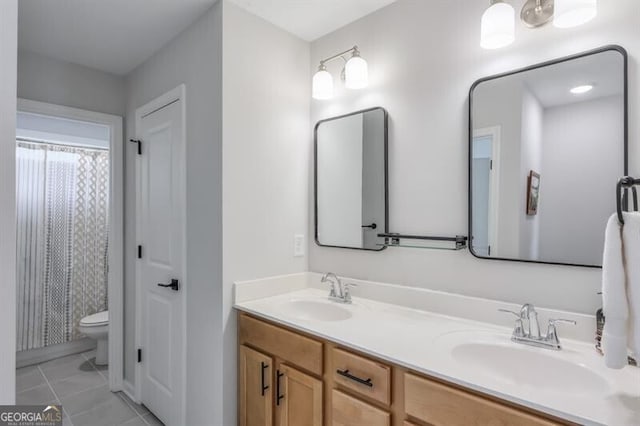 412 Nickajack Retreat Ln, Smyrna, GA 30082 - full bath with toilet, tile patterned flooring, a sink, and double vanity