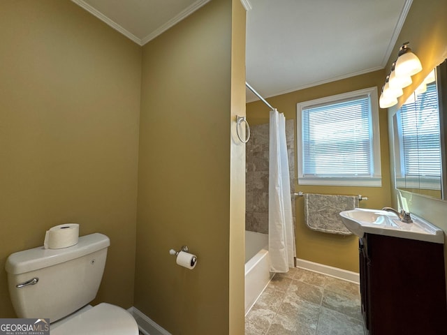 86 Empire St, Yatesville, GA 31097 - full bathroom featuring vanity, baseboards, crown molding, and toilet