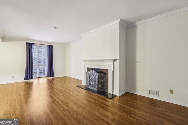 45 Willow Gln NE, Atlanta, GA 30342 - unfurnished living room featuring wood finished floors, a high end fireplace, and ornamental molding