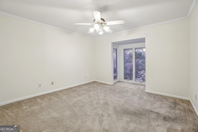 45 Willow Gln NE, Atlanta, GA 30342 - carpeted empty room featuring baseboards, crown molding, and a ceiling fan