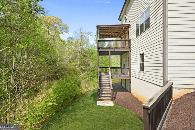 view of yard featuring stairway